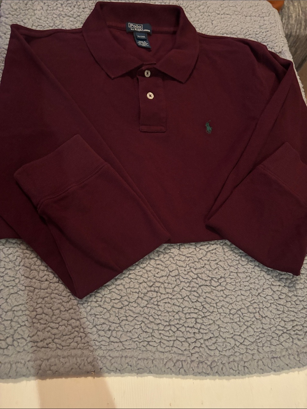 Polo by Ralph Lauren  Boys Long-Sleeve Polo - Burgundy with Green Logo